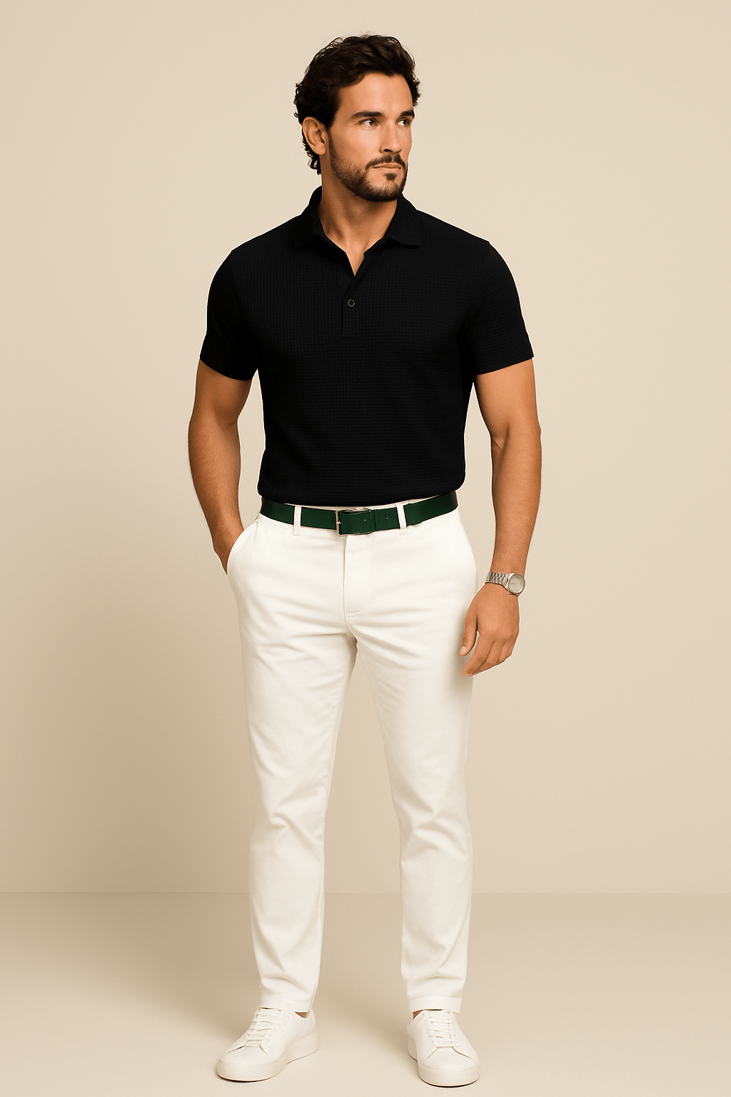 AROSA| Herren Poloshirt aus Waffelstrick für Sommer und Übergangszeit