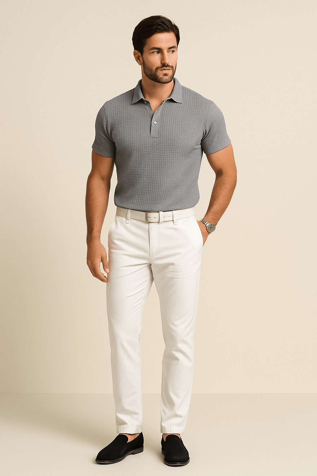 AROSA| Herren Poloshirt aus Waffelstrick für Sommer und Übergangszeit