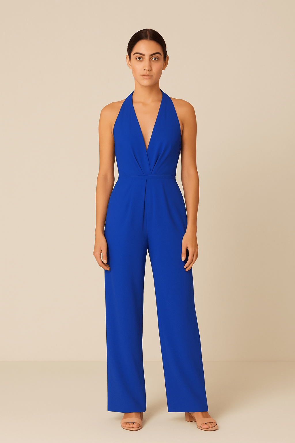 AROSA  | Damen Jumpsuit ärmellos mit tiefem V-Ausschnitt und weitem Bein