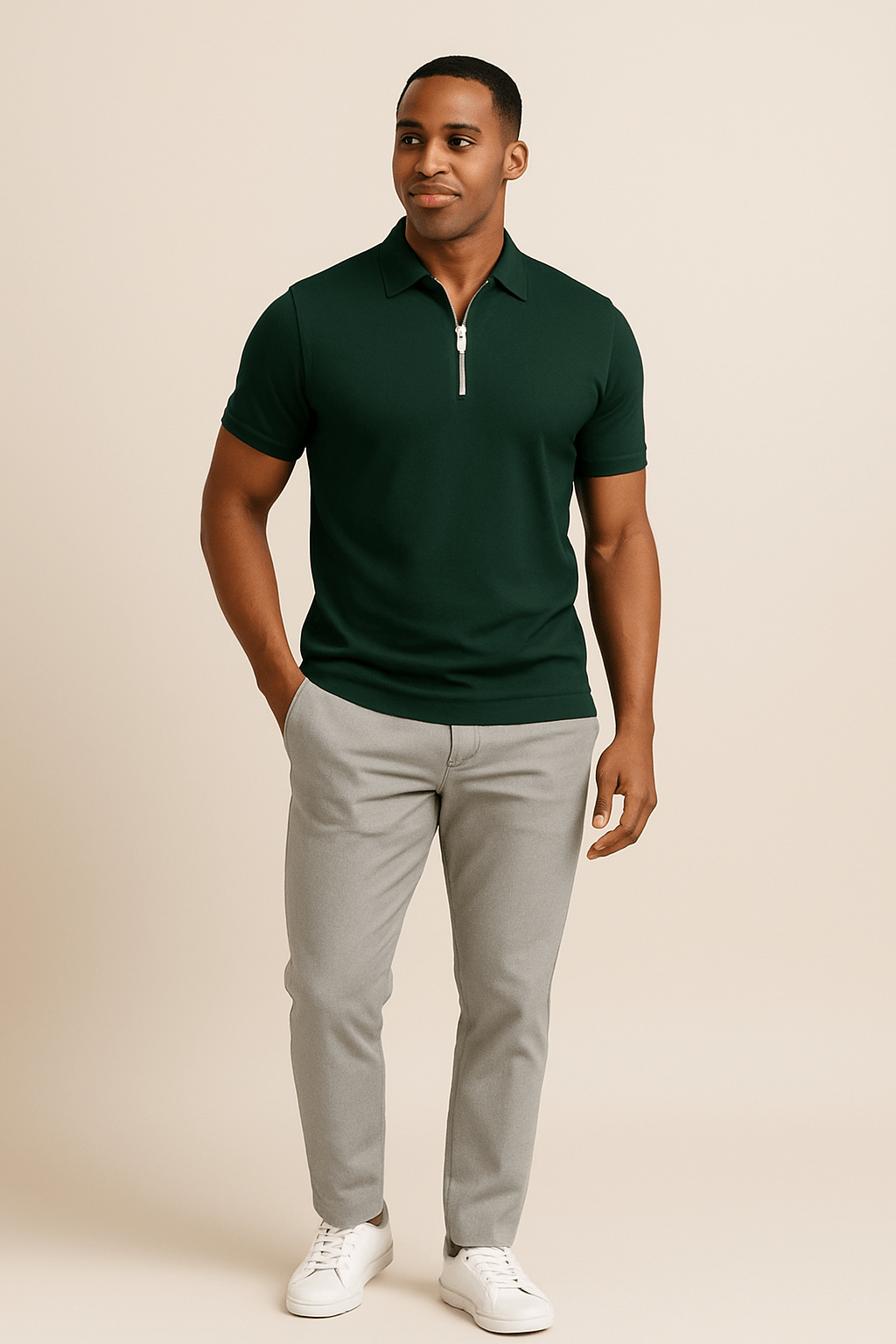 AROSA| Herren Sommer Poloshirt mit Reißverschluss und schmaler Passform