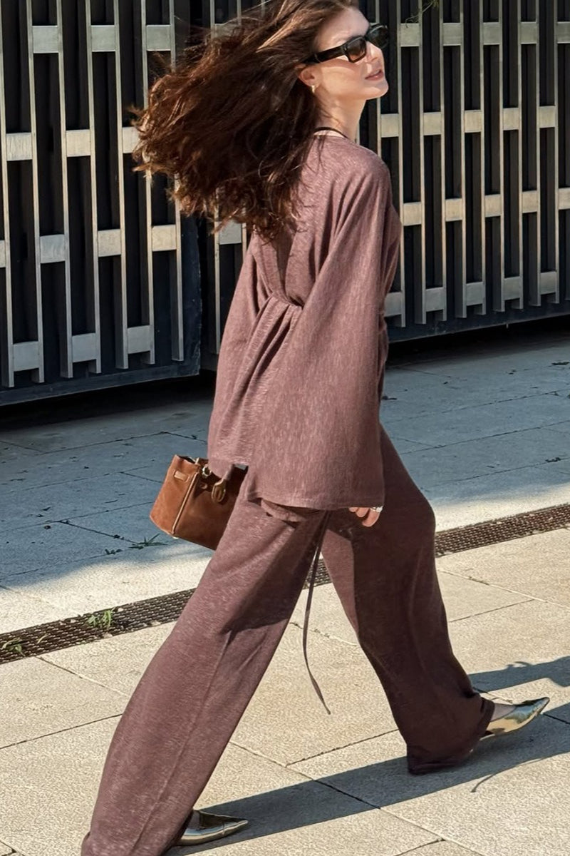 Damen Lounge-Set – Lässiges Ensemble mit weitem Bein & Oberteil