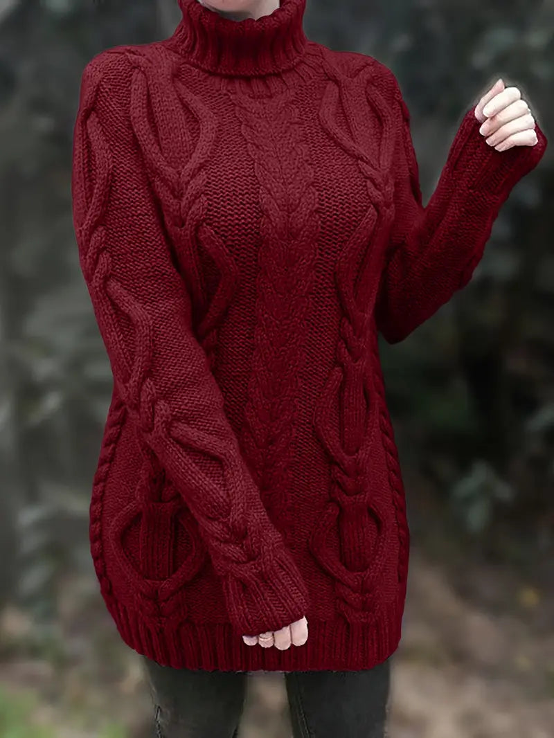 Narda Damen Rollkragen Kleid