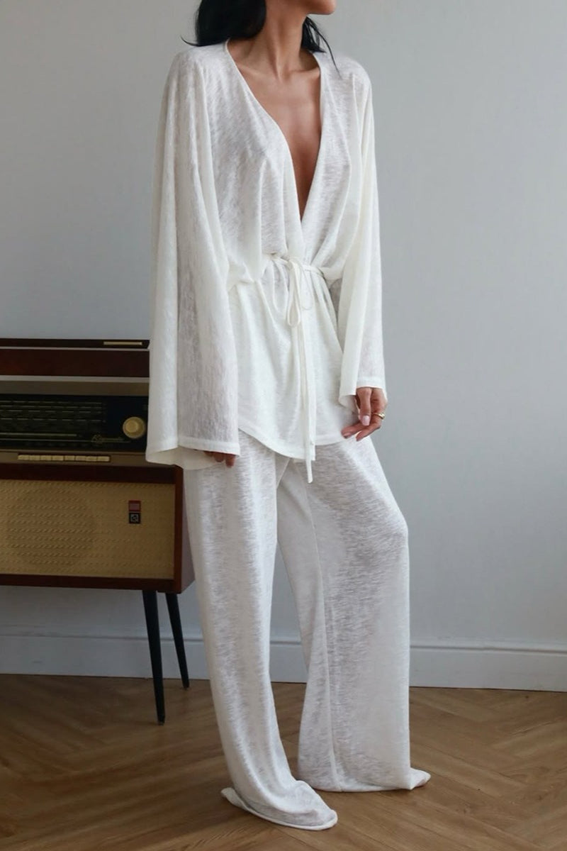 Damen Lounge-Set – Lässiges Ensemble mit weitem Bein & Oberteil