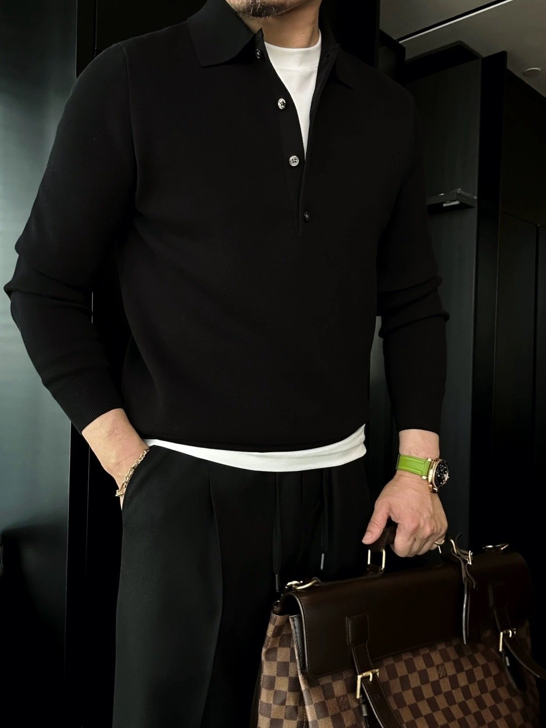Ben | Langärmliger Strick-Polo-Pullover
