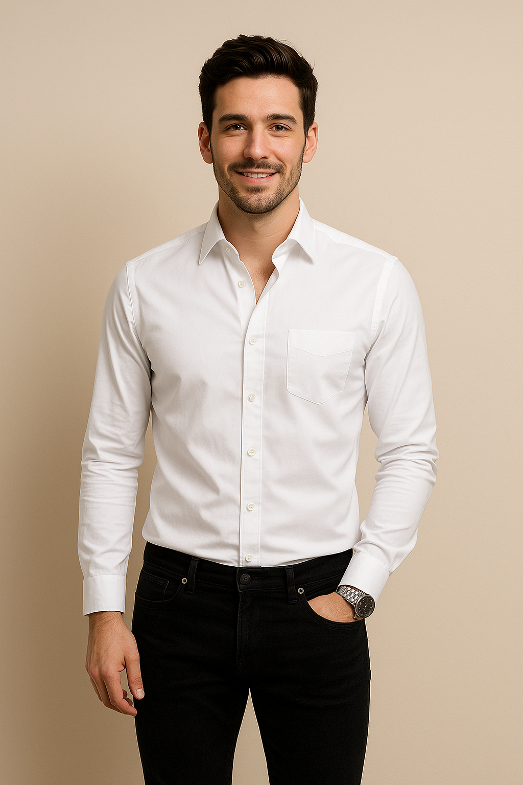 AROSA| Herren Langarmhemd mit Stretch für Büro und Alltag