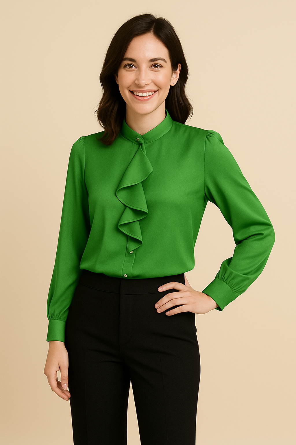 AROSA  | Damen Ruffle Bluse leicht und feminin für Büro & Freizeit