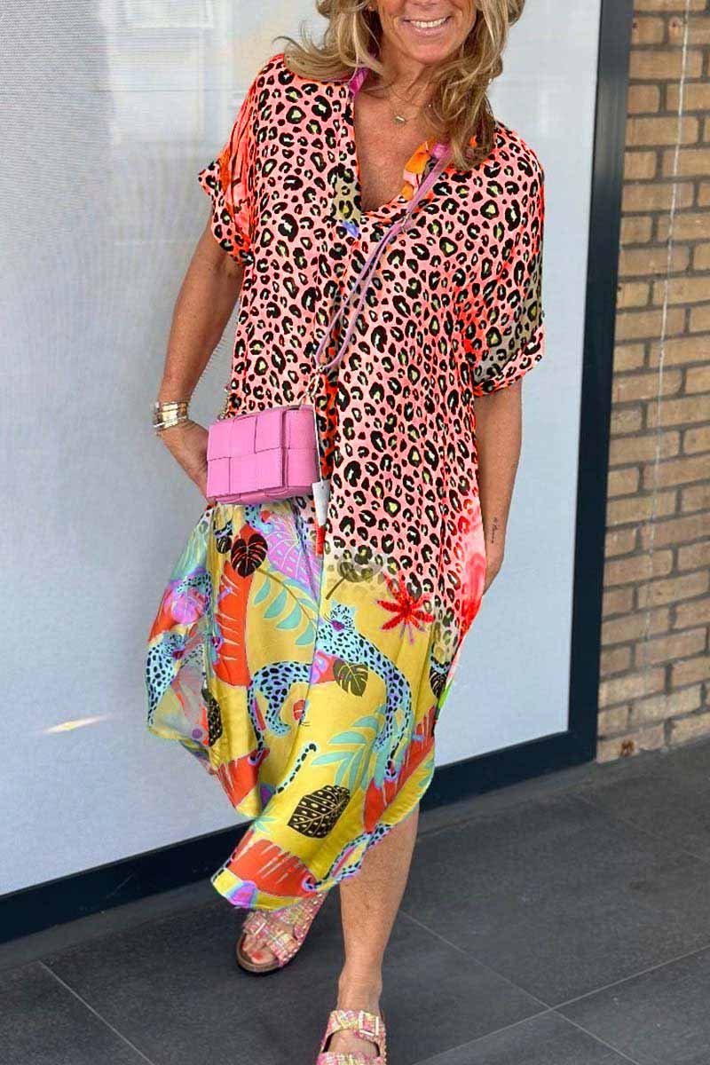 Phoebe - Casual Kleid mit Leopardenmuster und kurzen Ärmeln