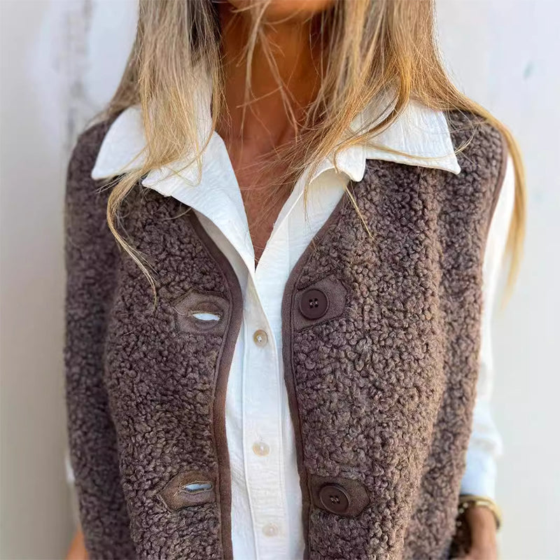 Amara | Damen Herbst Knopfleiste Kurz Warm Weste