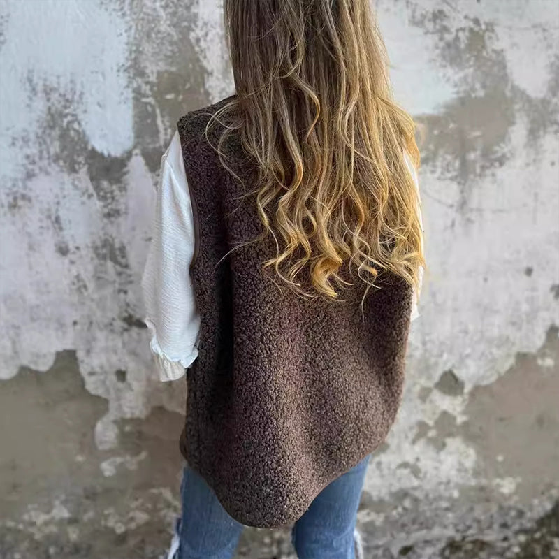 Amara | Damen Herbst Knopfleiste Kurz Warm Weste