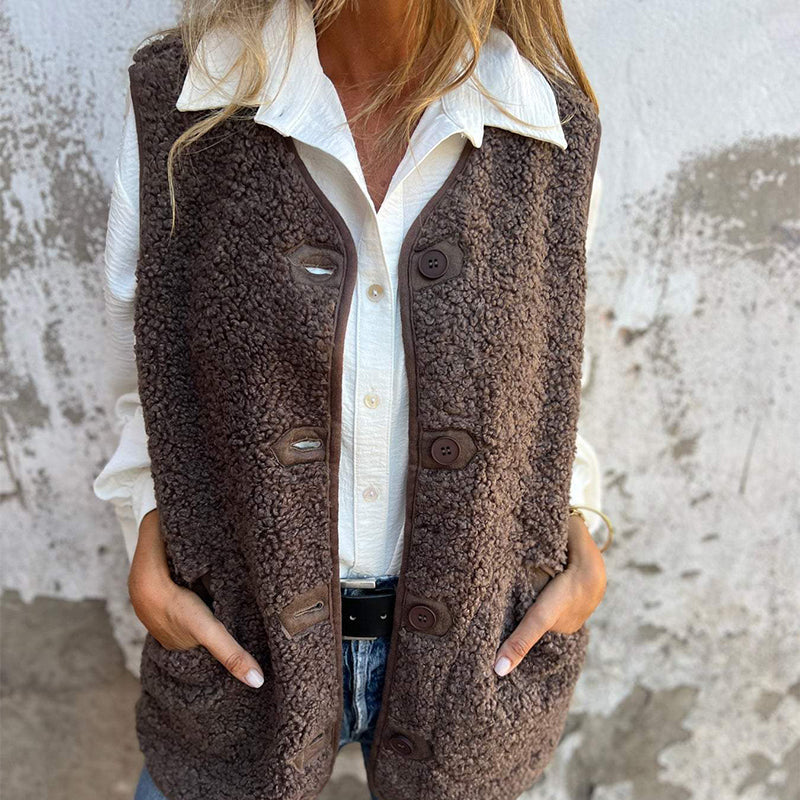 Amara | Damen Herbst Knopfleiste Kurz Warm Weste