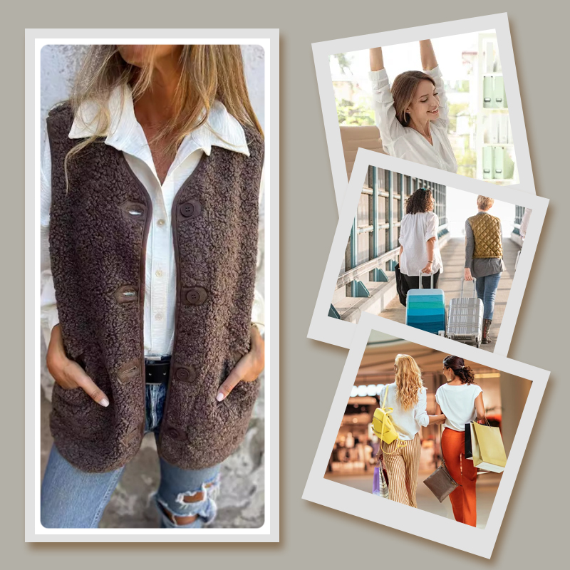 Amara | Damen Herbst Knopfleiste Kurz Warm Weste
