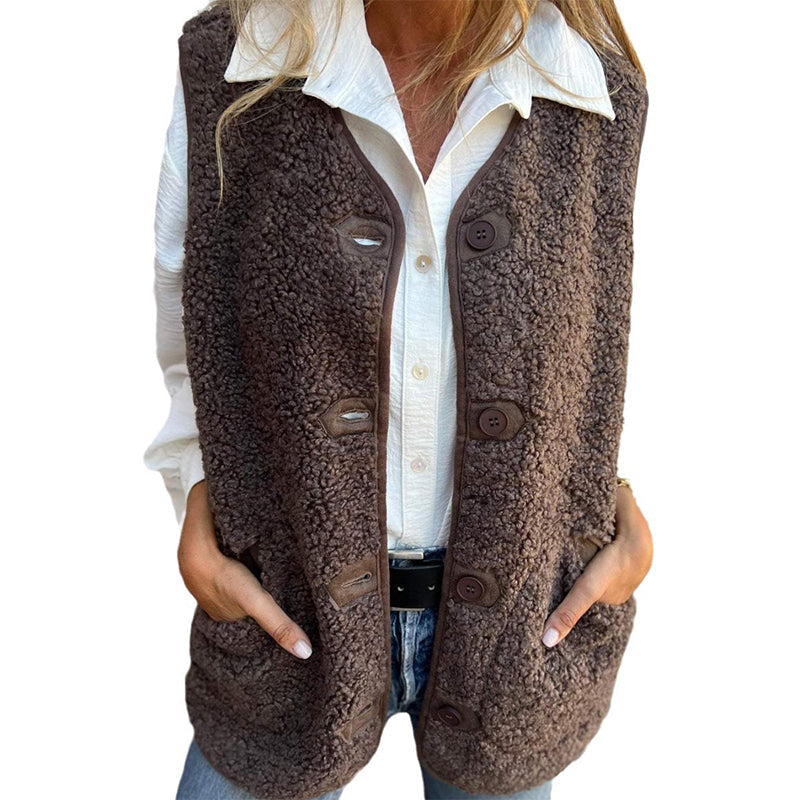 Amara | Damen Herbst Knopfleiste Kurz Warm Weste