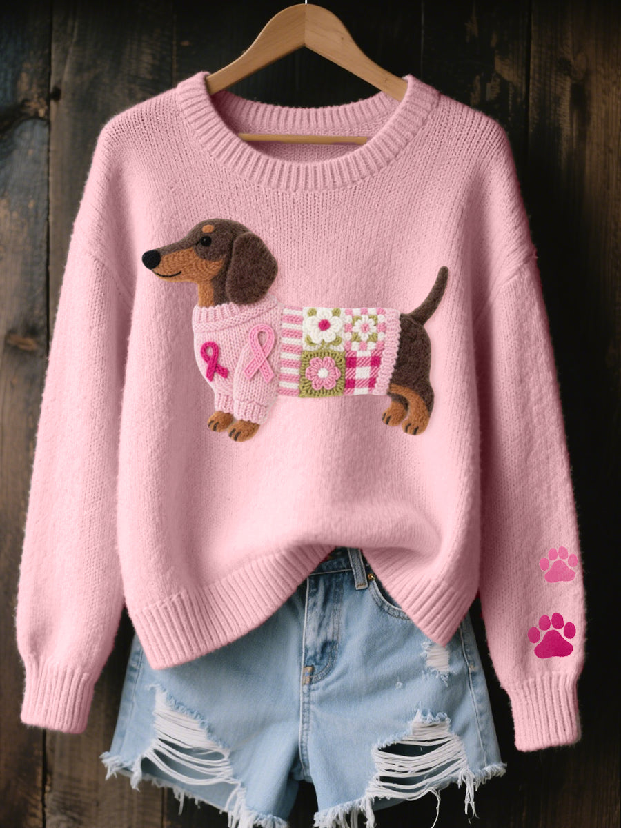 Clodagh | Strickpullover mit Filzdetails im Dackel-Design