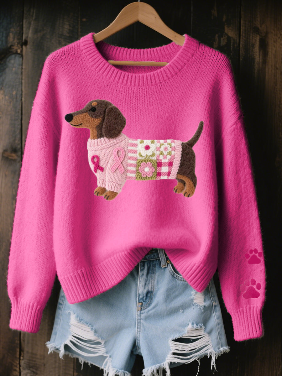 Clodagh | Strickpullover mit Filzdetails im Dackel-Design