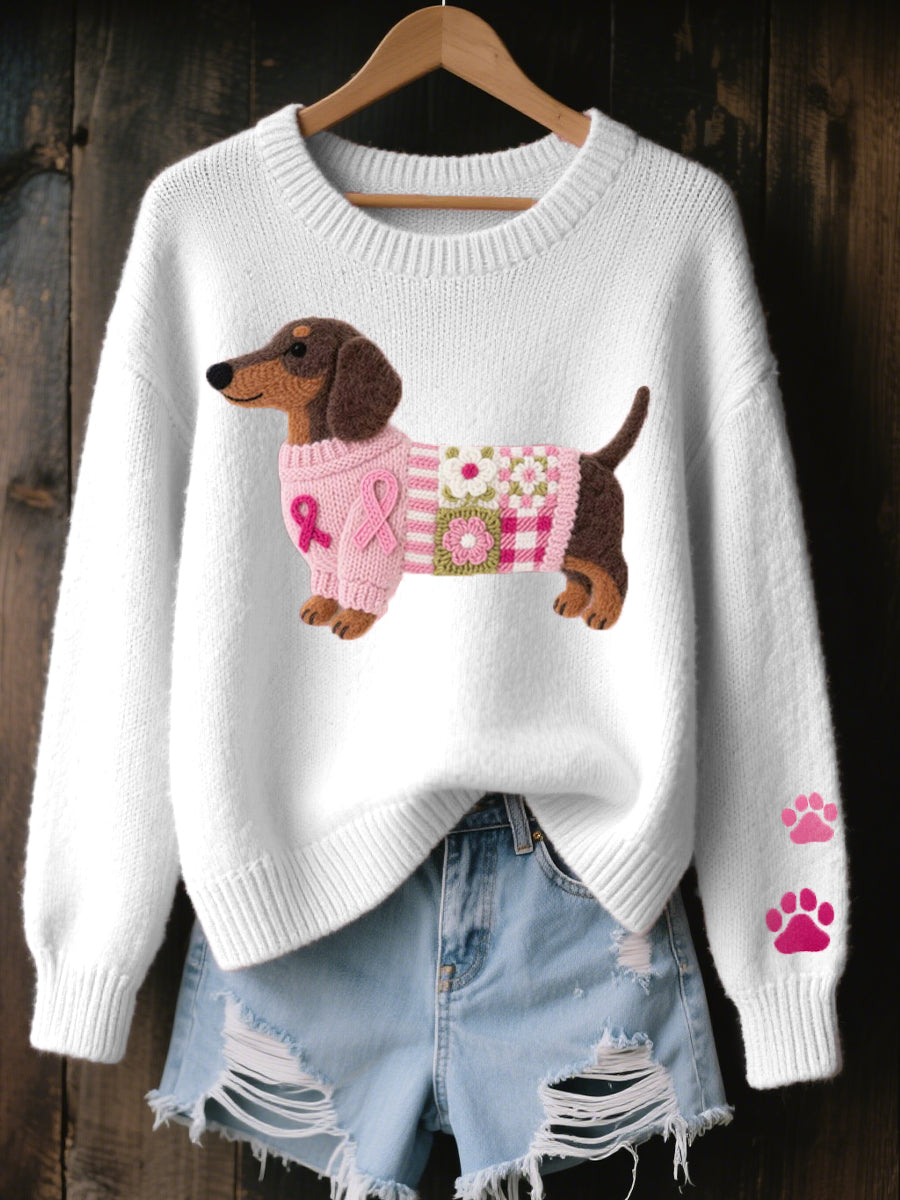 Clodagh | Strickpullover mit Filzdetails im Dackel-Design
