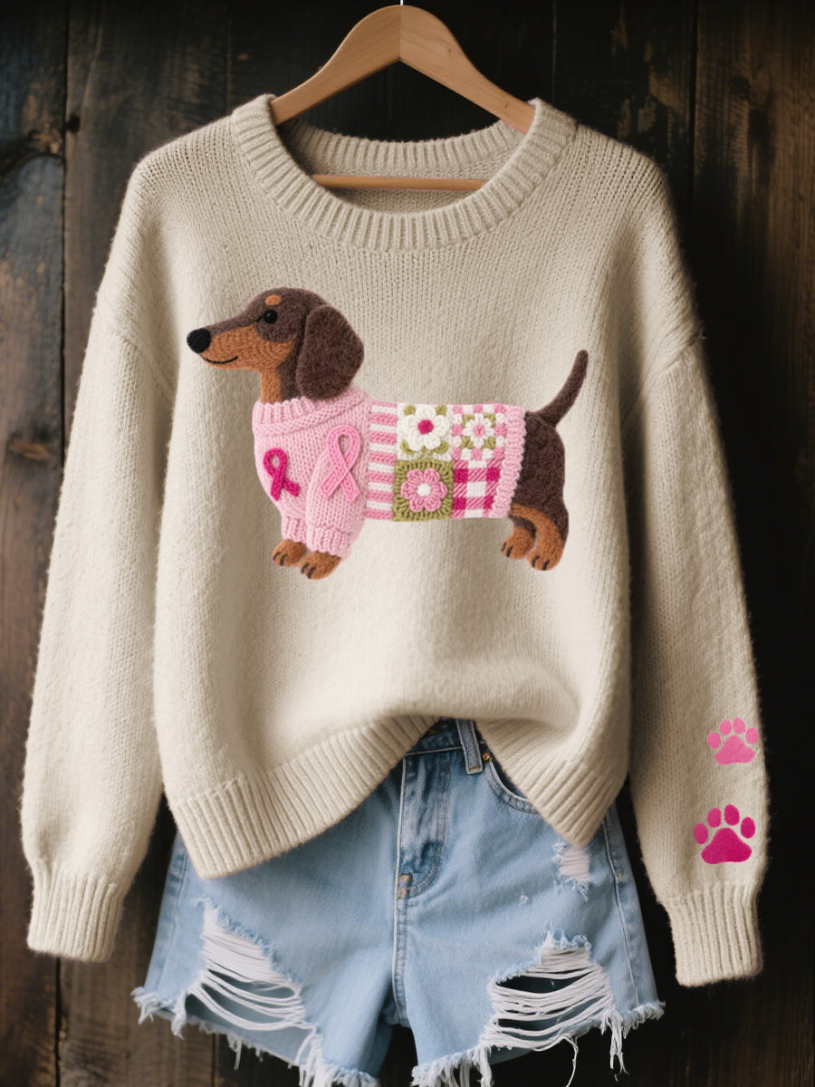 Clodagh | Strickpullover mit Filzdetails im Dackel-Design