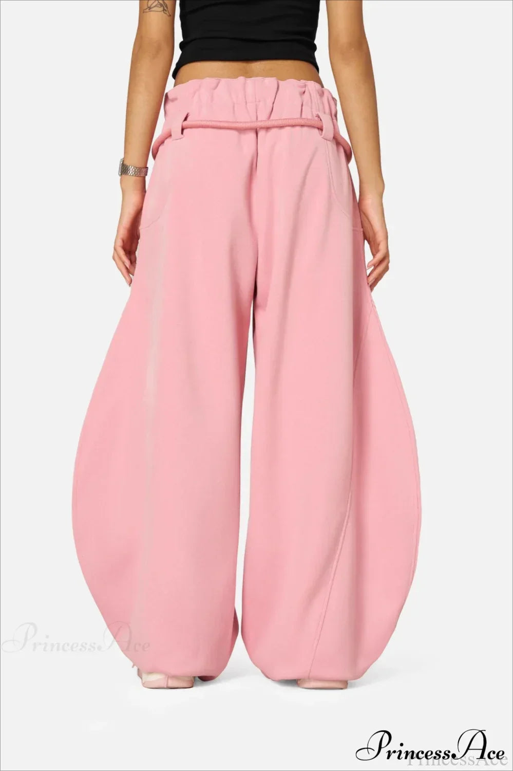 Damen Palazzo-Hose – Hochtaillierte weite Hose mit Kordelzug
